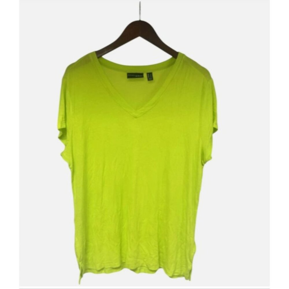 Attitudes by Renee Modal Tee Plus Size 1X Ribbed VNeck Short Sleeve Perfect Pear